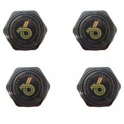 1989 Turbo Trans Am Gold Power 6 Hex Cap Inlay, with Hex Snap Ring Center Cap Set of 4